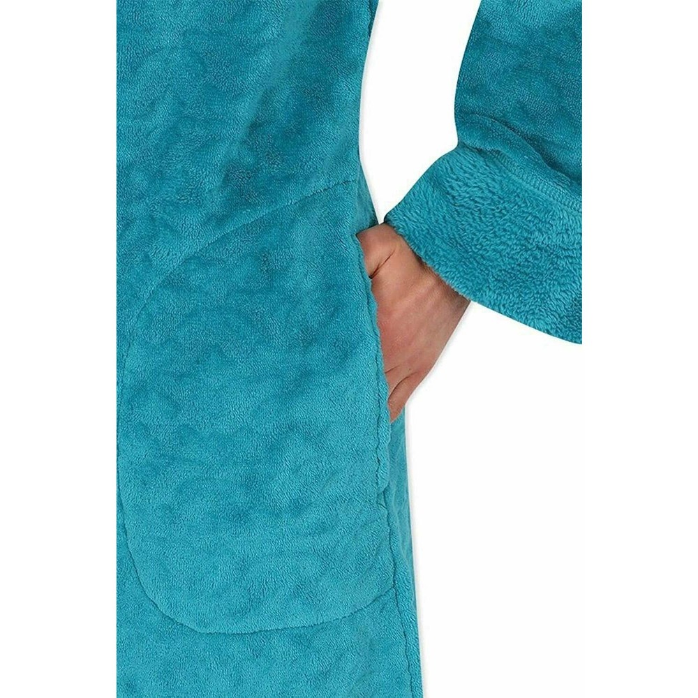 LAST ONE-Miss Elaine  Fleece Long Zipper Robe- Teal NWT - Picture 7 of 10
